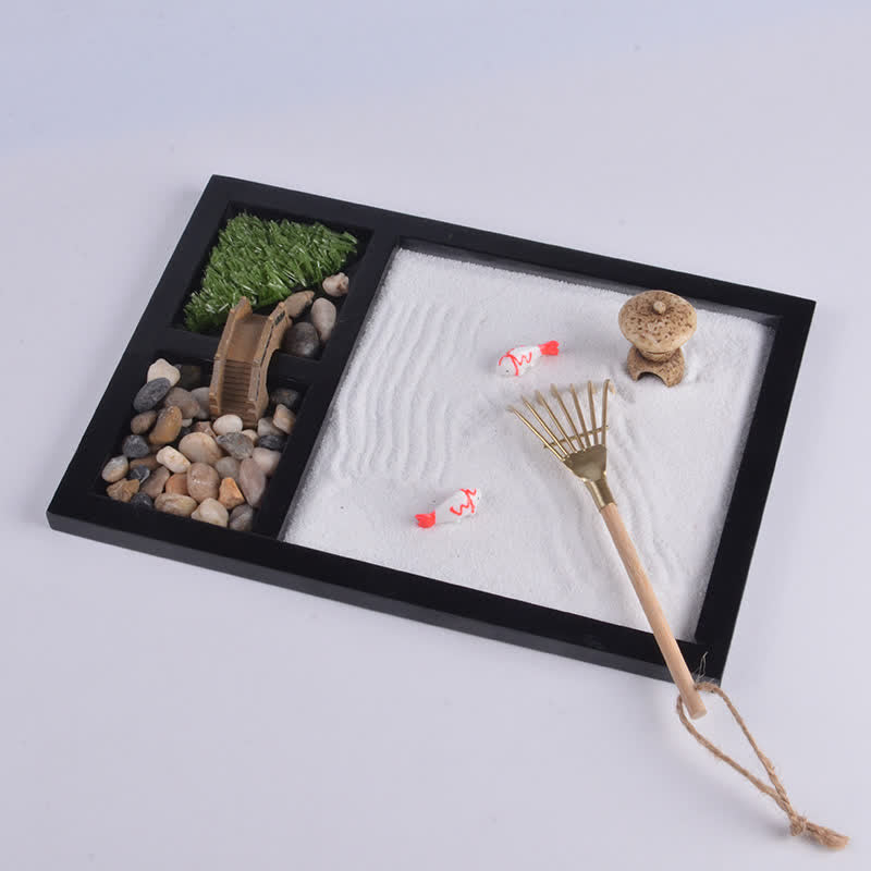Buddha Stones Koi Fish Small Bridge Calm Peace Meditation Zen Garden Decoration