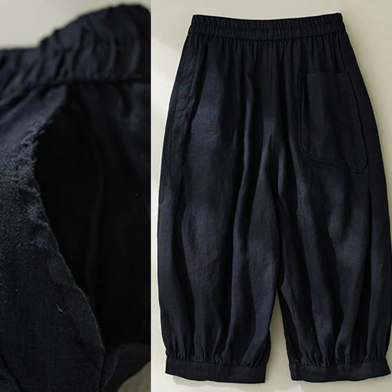 Buddha Stones Commute Pure Color High Waist Women's Harem Pants With Pockets