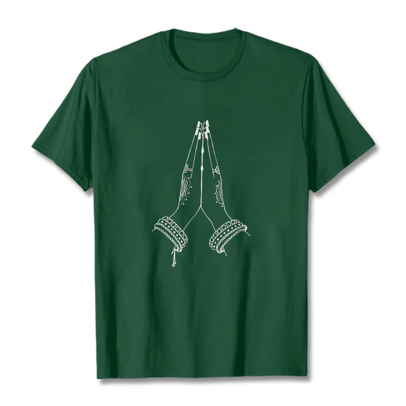 Buddha Stones Put Hands Together Prayer Design Tee T-shirt