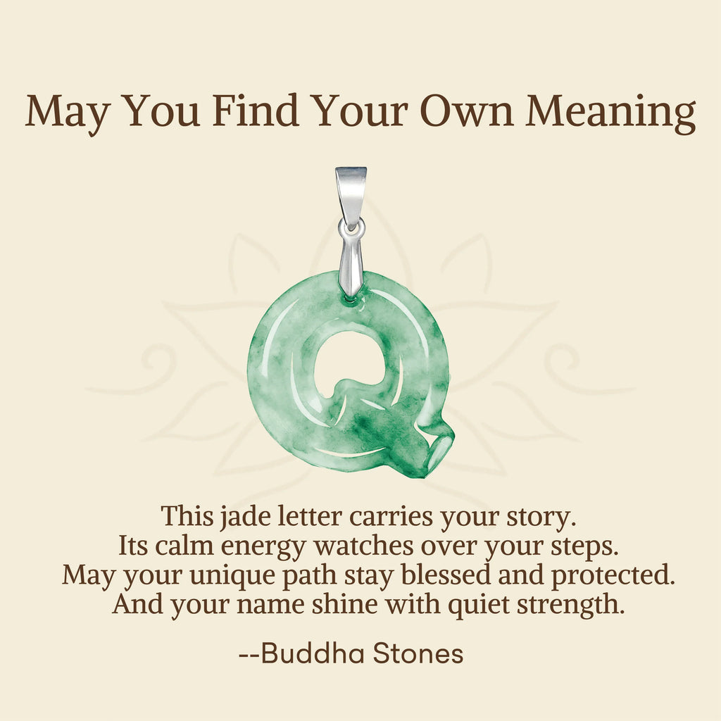 Buddha Stones May You Find Your Own Meaning Natural A-Z Letter Jade Titanium Steel Chain Necklace Includes Gift Message Card