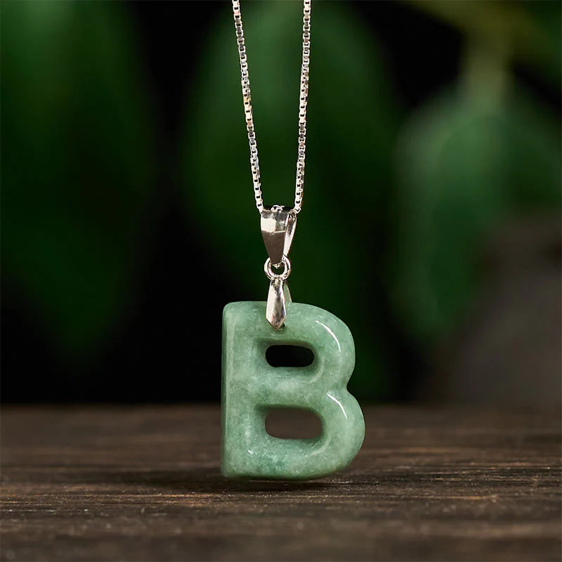 Buddha Stones May You Find Your Own Meaning Natural A-Z Letter Jade Titanium Steel Chain Necklace Includes Gift Message Card