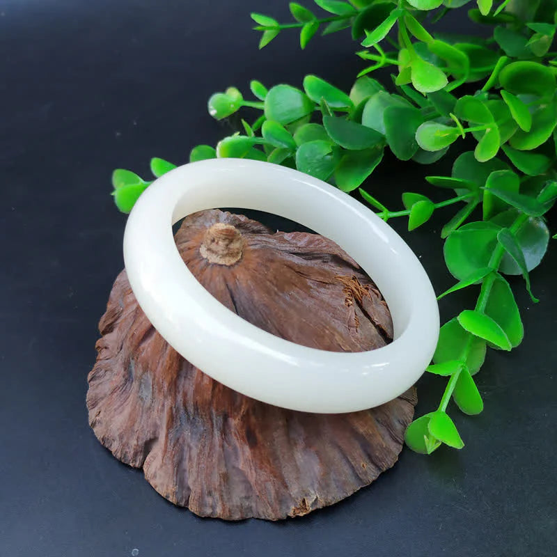 Buddha Stones Jade Luck Blessing Happiness Bangle Bracelet (Extra 30% Off | USE CODE: FS30)