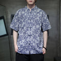 Buddha Stones Summer Floral Vine Pattern Tang Suit Men's Frog-Button Short Sleeve Shirt With Pockets
