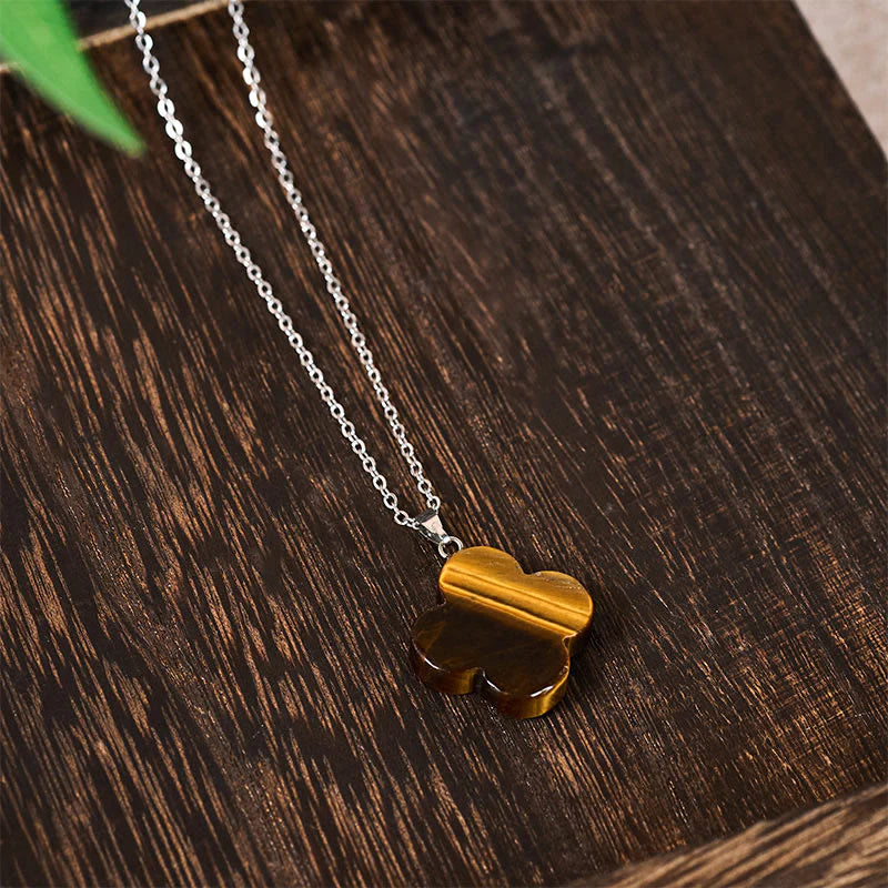 Buddha Stones Various Crystal Green Aventurine Black Obsidian Tiger Eye Plum Blossom Luck Necklace Pendant