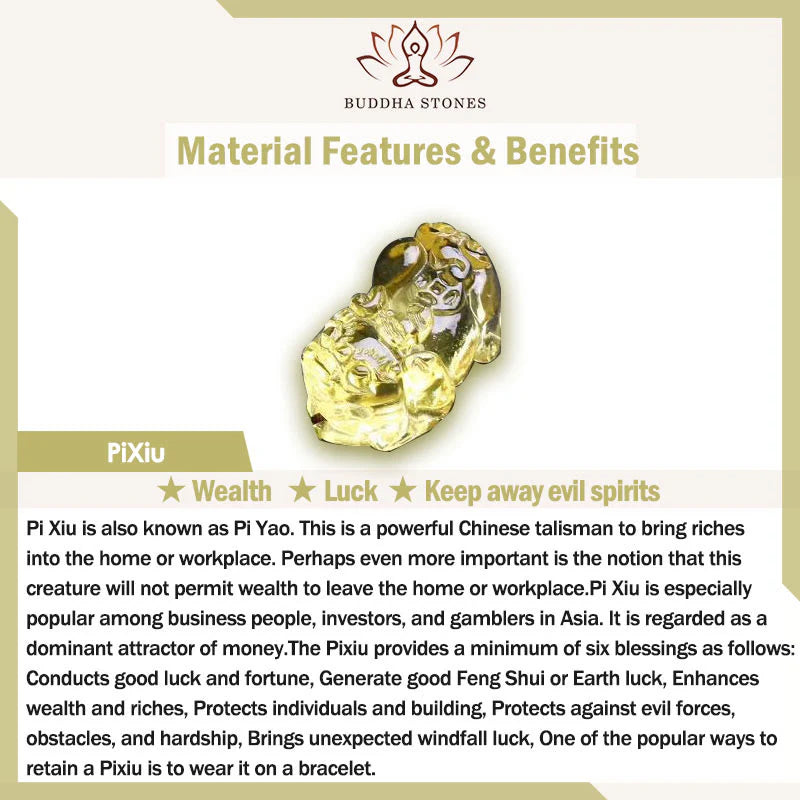 Buddha Stones Natural Citrine PiXiu Copper Coin Protection Bracelet