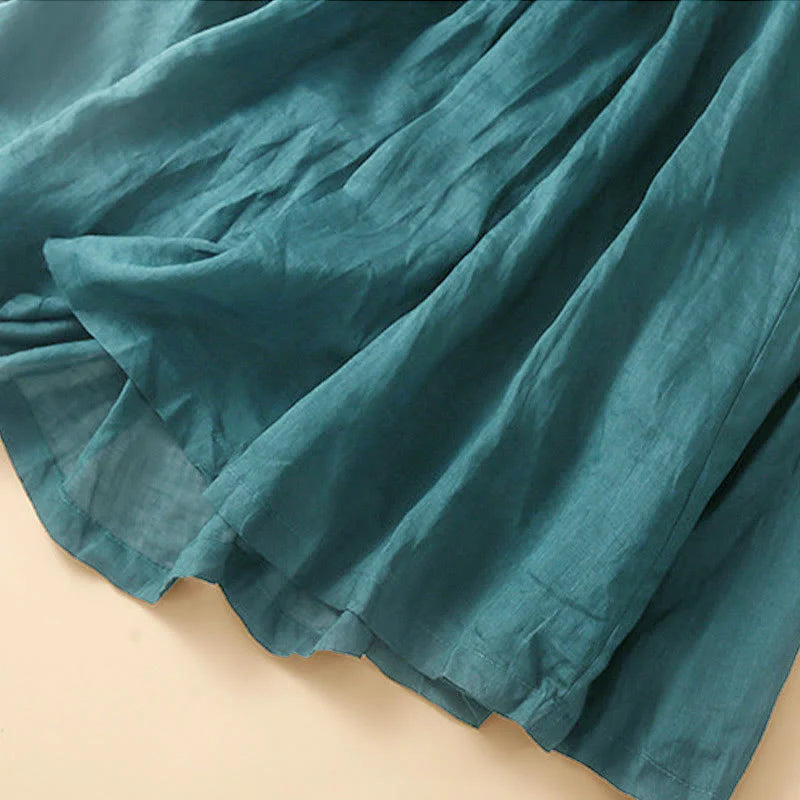 Buddha Stones Plain Lace Up Elastic Waist Women's Skirt With Pockets