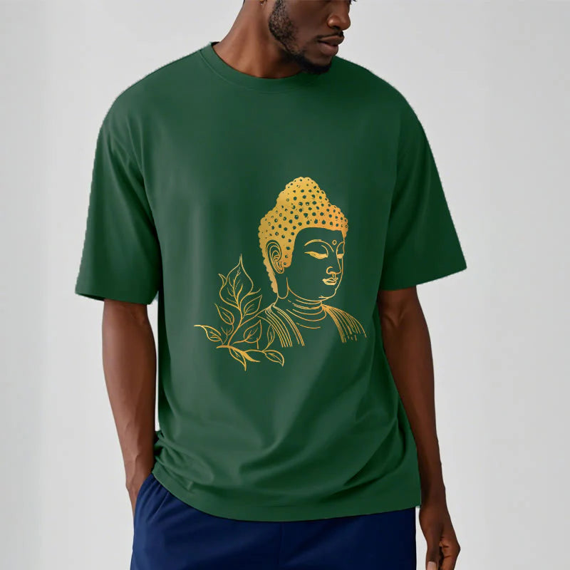 Buddha Stones Golden Leaves Meditation Buddha Tee T-shirt