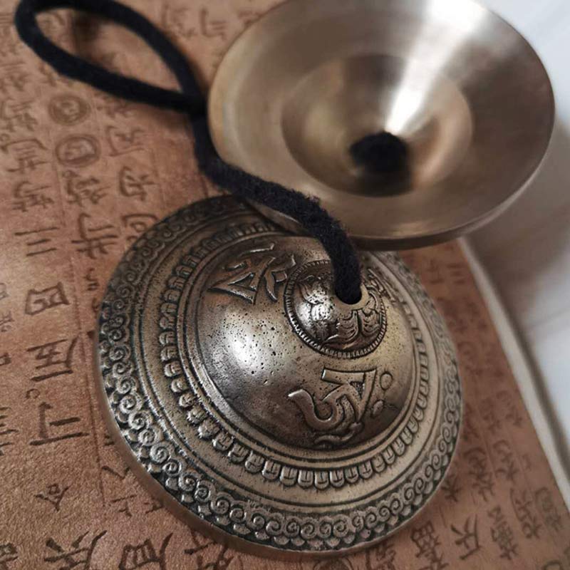 Buddha Stones Tibetan Tingsha Bell Auspicious Cloud Six True Words Copper Wealth Decoration