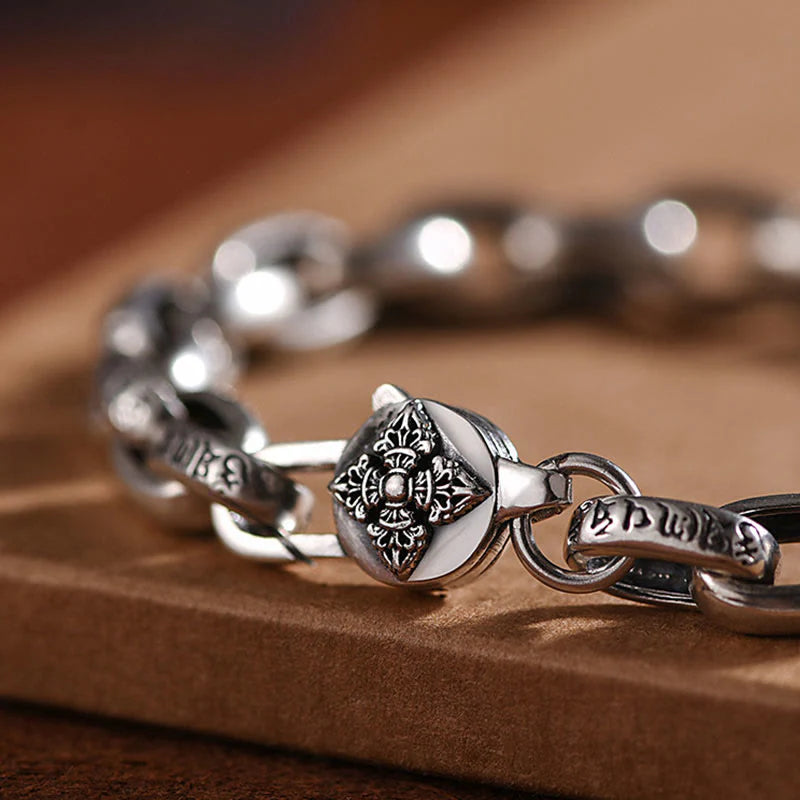 Buddha Stones 925 Sterling Silver Six True Words Wisdom Calm Bracelet (Extra 30% Off | USE CODE: FS30)