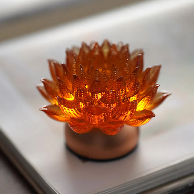 Buddha Stones Lotus Liuli Glass Copper Brass New Begining Home Decoration