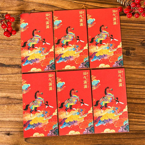 Buddha Stones Year Of The Horse 2026 New Year Blessings 6pcs Chinese Red Envelope