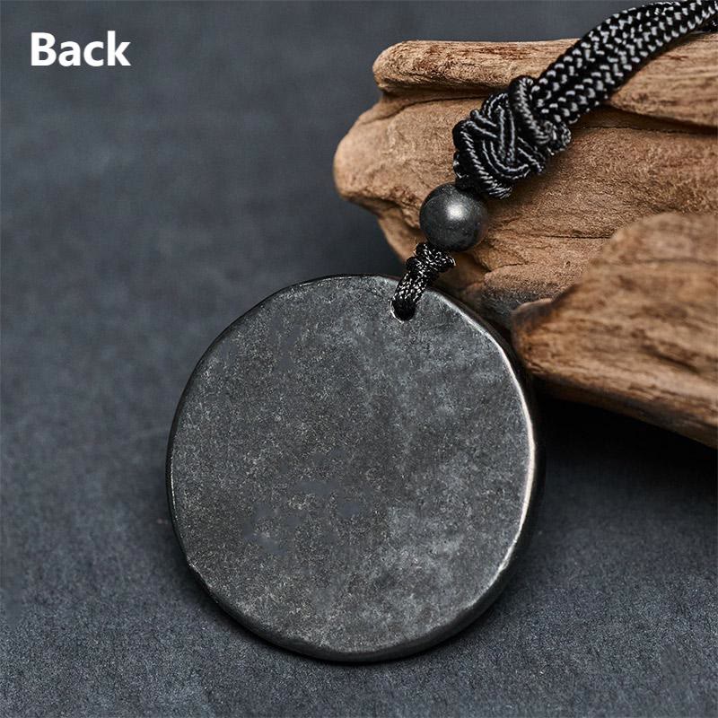 Buddha Stones Moon Star Round Design Authentic Shungite Stone Protection Necklace Pendant