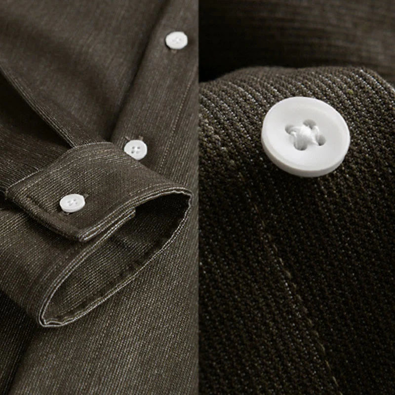 Buddha Stones Fall Pure Color Buttoned Detail Lapel Men's Long Sleeve Jacket