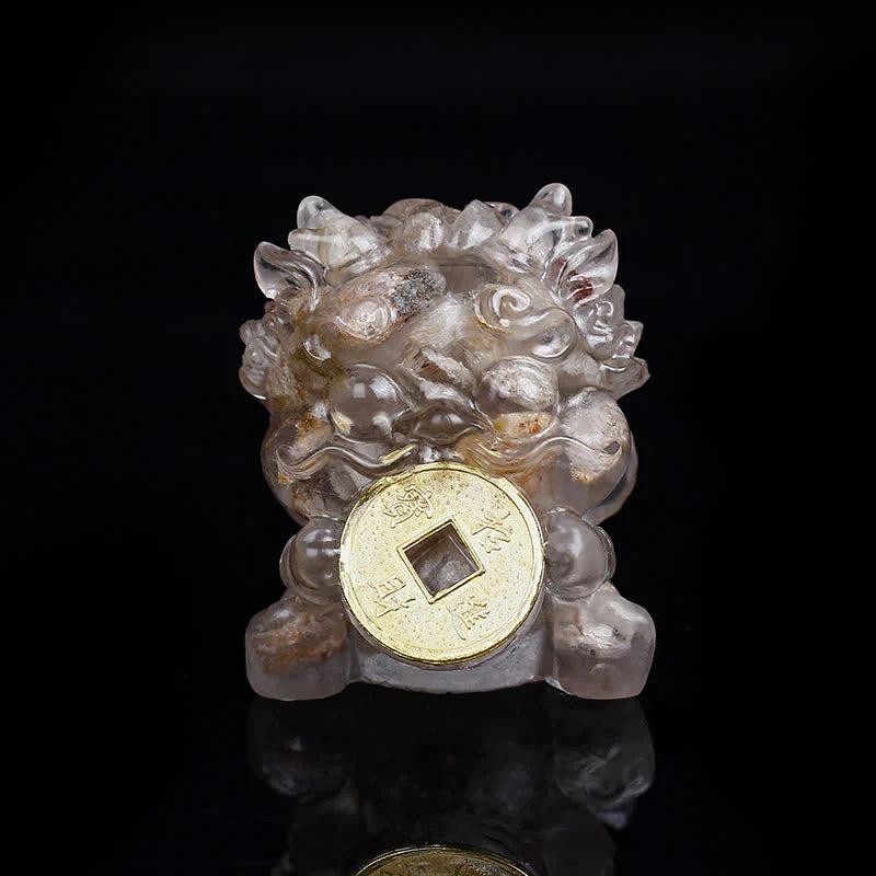 Buddha Stones Handmade Cute PiXiu Gold Coin Crystal Fengshui Energy Wealth Fortune Home Decoration