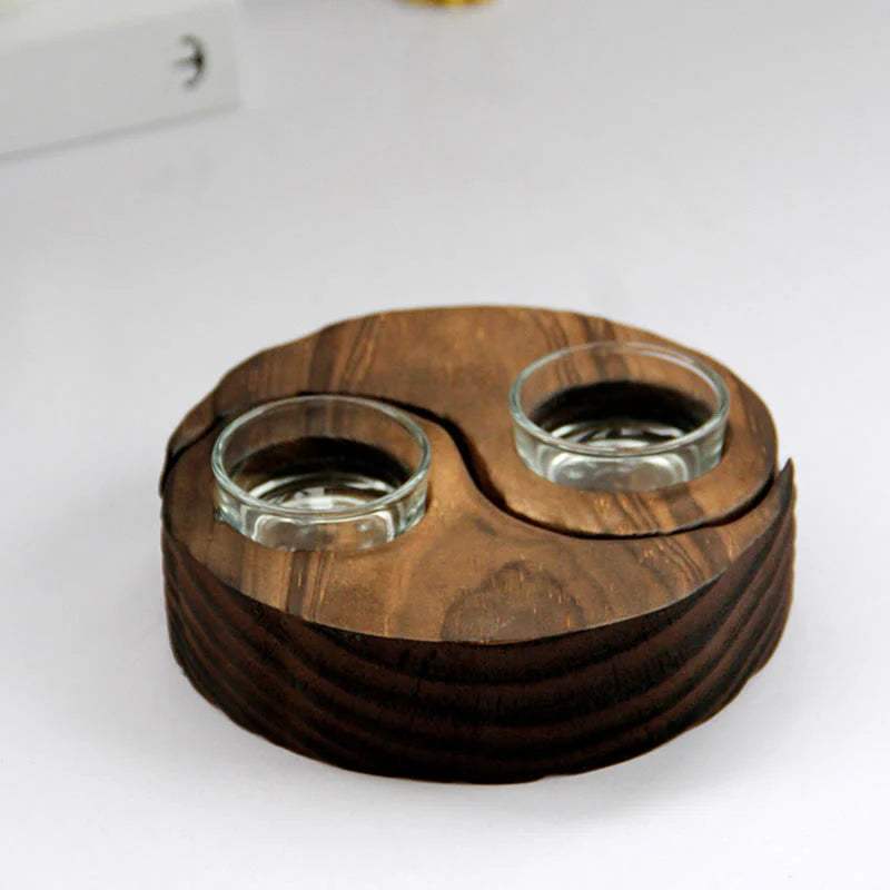 Buddha Stones Yin Yang Wood Candle Holder Meditation Rituals Use Items (Extra 35% Off | USE CODE: FS35)