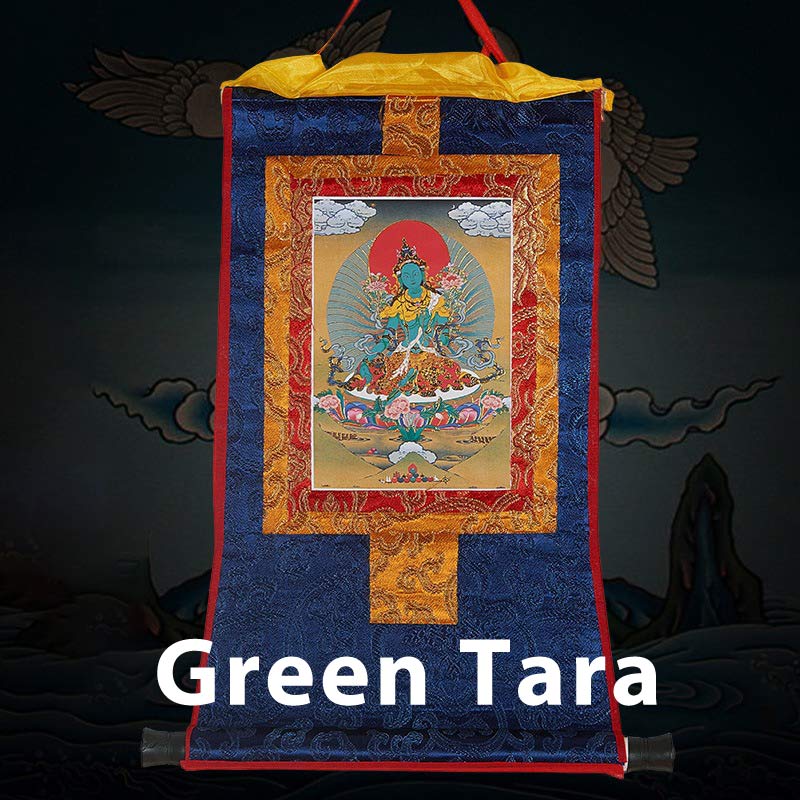 Buddha Stones Tibetan Framed Thangka Blessing Protection Decoration (Extra 30% Off | USE CODE: FS30)