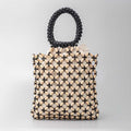 Buddha Stones Hand-woven Lozenge Wooden Beads Handbag