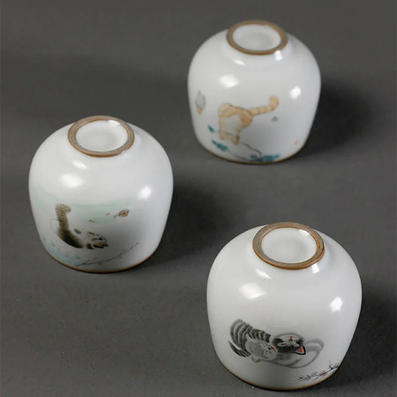 Buddha Stones Cute Cat Branches Teacup Kung Fu Tea Cup With Gift Box
