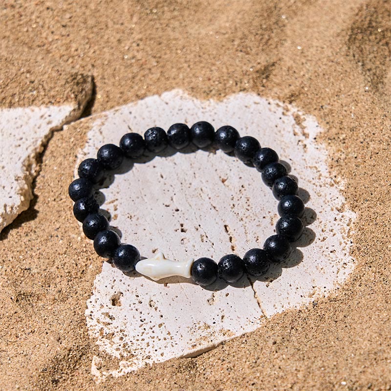 Buddha Stones Natural Agate Stone Shark Wisdom Bracelet