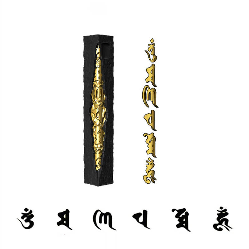 Buddha Stones 999 Sterling Silver 999 Gold Om Mani Padme Hum Wisdom Necklace Pendant