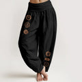 Buddha Stones Casual Chakra Symbol Pattern Pure Cotton Women's Elastic Waist Harem Pants