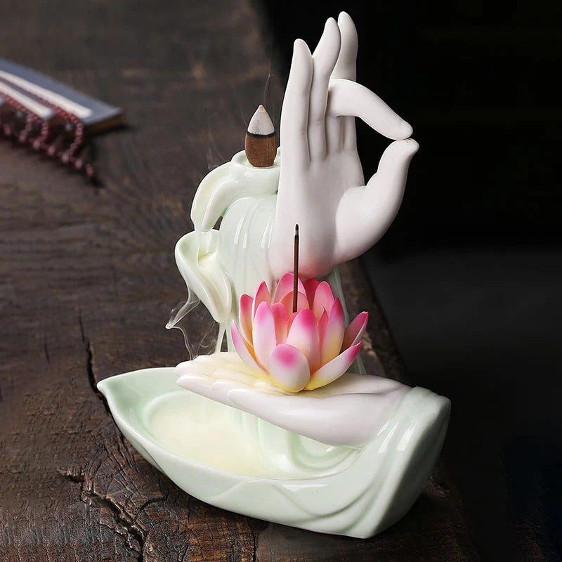 Buddha StonesTibetan Lotus Blessing Incense Burner Decoration (Extra 30% Off | USE CODE: FS30)