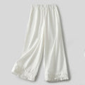 Buddha Stones Artistic Commute Pure Color Ruffled Hem Design Women's Cotton Linen Pants With Pockets
