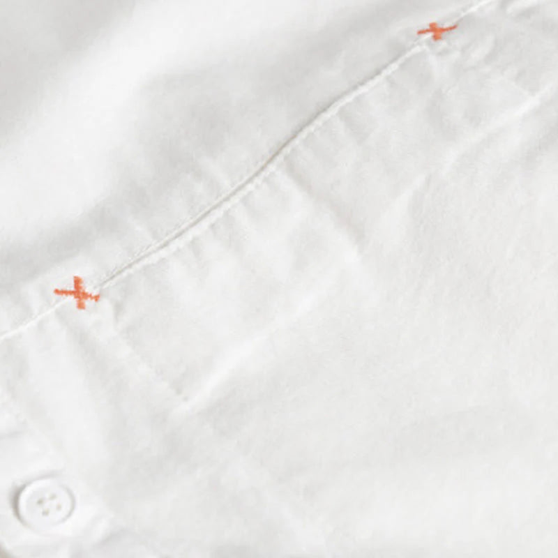 Buddha Stones Spring Solid Buttons Down Decorative Pocket Men's Stand Collar Long Sleeve Cotton Shirt