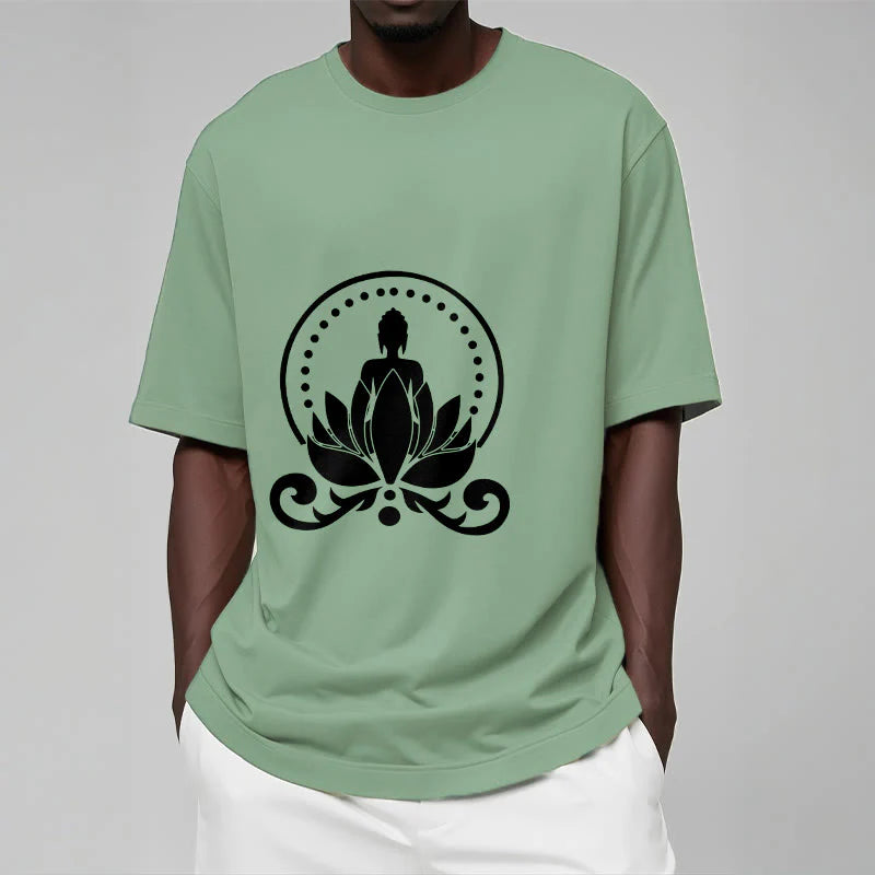 Buddha Stones Meditation Buddha Seated On A Lotus Flower Tee T-shirt
