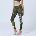 Buddha Stones Retro Flower Leaf Pattern Print Gym Leggings Women's Yoga Pants