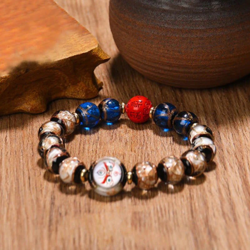 Buddha Stones Tibetan Five God of Wealth Thangka Liuli Glass Bead Chinese Zodiac Protection Bracelet (Extra 35% Off | USE CODE: FS35)