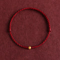 Buddha Stones 999 Gold One Mini Bead Design Handmade Strength Braided Rope Bracelet Anklet