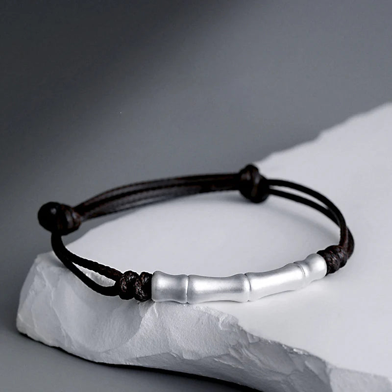 Buddha Stones 999 Sterling Silver Bone Pattern Luck Rope Braided Bracelet (Extra 35% Off | USE CODE: FS35)