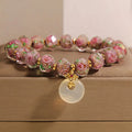 Buddha Stones Rose Liuli Glass Bead Peace Buckle Peace Bracelet