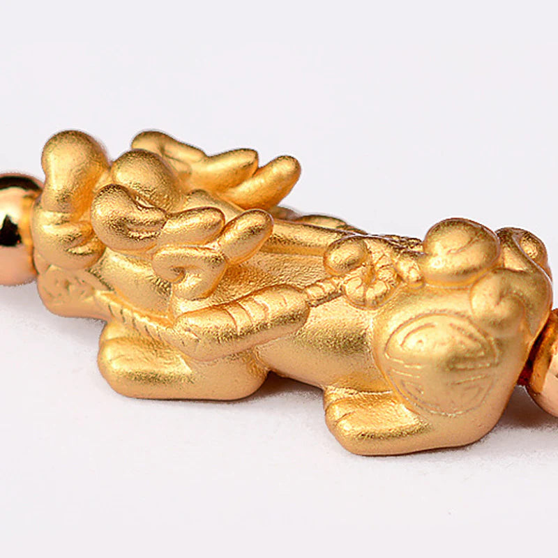 Buddha Stones 24K Gold-Plated PiXiu Luck Red String Bracelet