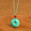 Buddha Stones Turquoise Peace Buckle Rope Balance Necklace Pendant