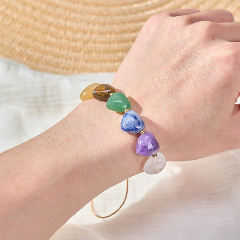 FREE Today: Confidence and Self-acceptance Love Heart Red Agate Amethyst Green Aventurine Colorful Crystal Braided Bracelet