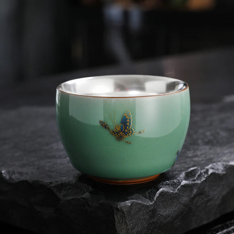 Buddha Stones Butterfly Goldfish Lotus Koi Fish Ceramic Teacup Kung Fu Tea Cup 120ml (Extra 35% Off | USE CODE: FS35)