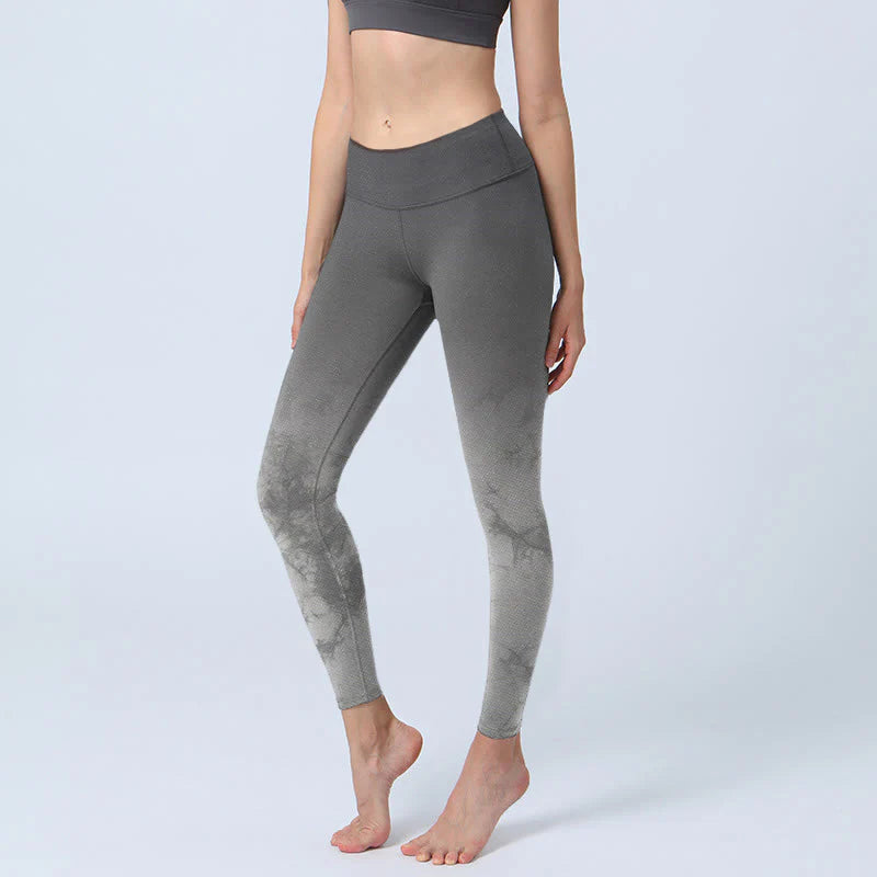 Buddha Stones Gradient Floral Print Exercise Leggings Women's Yoga Pants