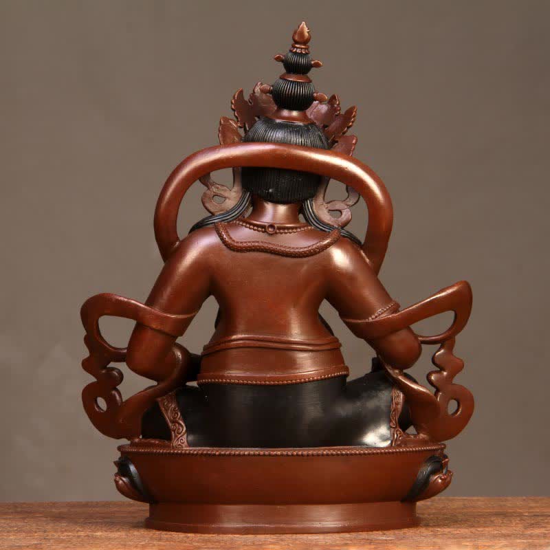 Buddha Stones Yellow Jambhala Bodhisattva Figurine Compassion Copper Statue Home Office Decoration