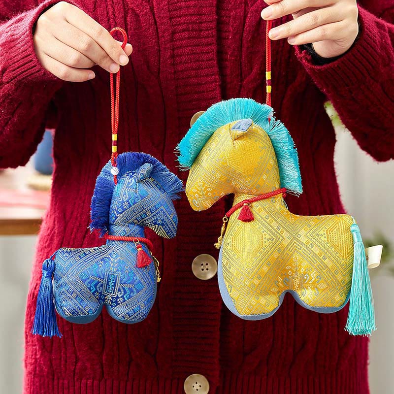 Buddha Stones Year Of The Horse Red String Embroidery Ingot Tassel Decoration
