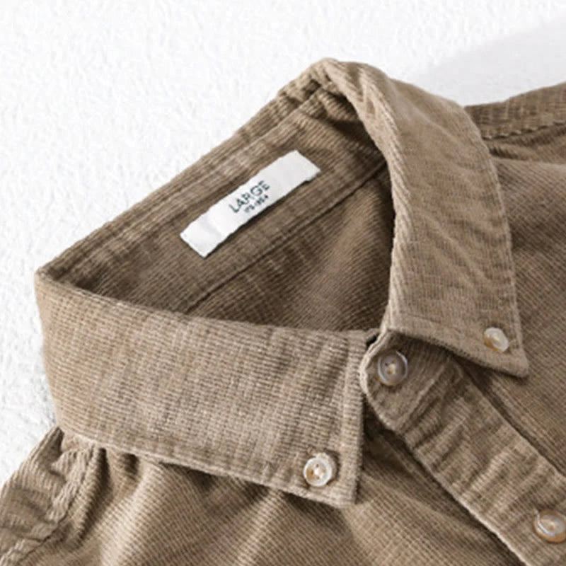 Buddha Stones Casual Corduroy Solid Color Men's Long Sleeve Cotton Thickened Jacket With Pockets