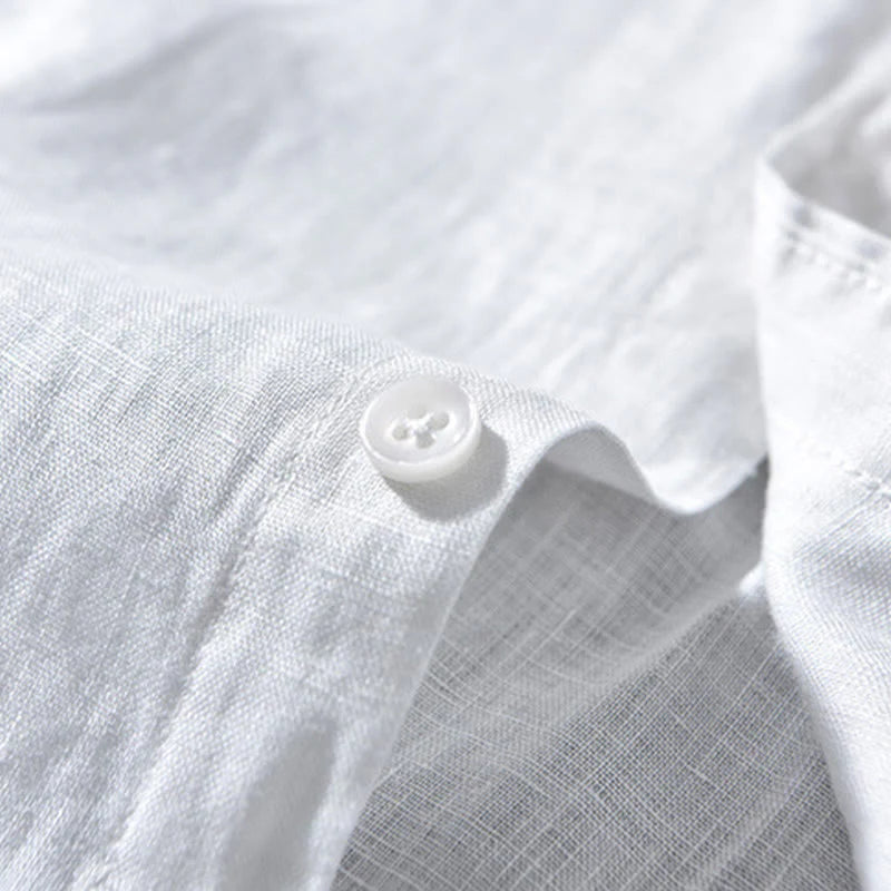 Buddha Stones Simple Fall Long Sleeve Buttons Design Linen Men's Shirts