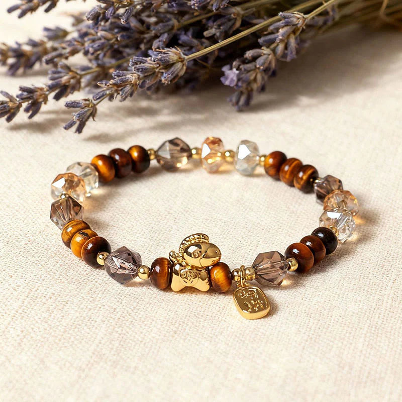 FREE Today: Fortune and Prosperity Tiger Eye Ice Obsidian Pearl Year Of The Horse Lucky Bracelet