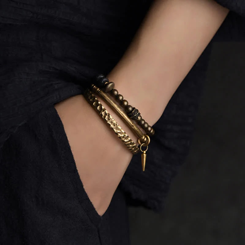 Buddha Stones Lava Rock Stone Copper Balance Cuff Bracelet Bangle (Extra 30% Off | USE CODE: FS30)
