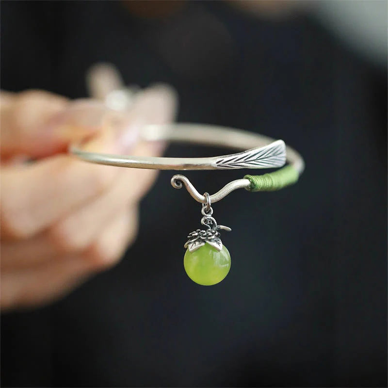FREE Today: Luck and Healing Copper Alloy Green Bead Charm Cuff Bracelet Bangle