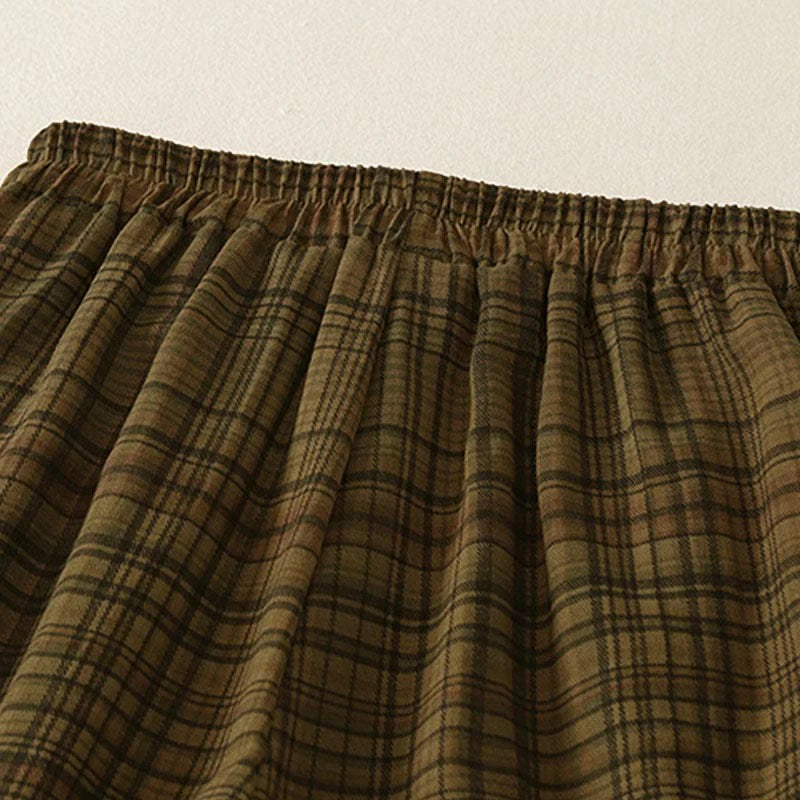 Buddha Stones Spring Plaid Design Women's Harem 7-8 Length Pants With Pockets