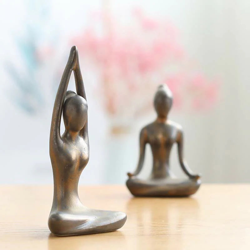 Abstract Yoga Meditation Exercise Ceramics Spiritual Figurine Sculpture Decoration