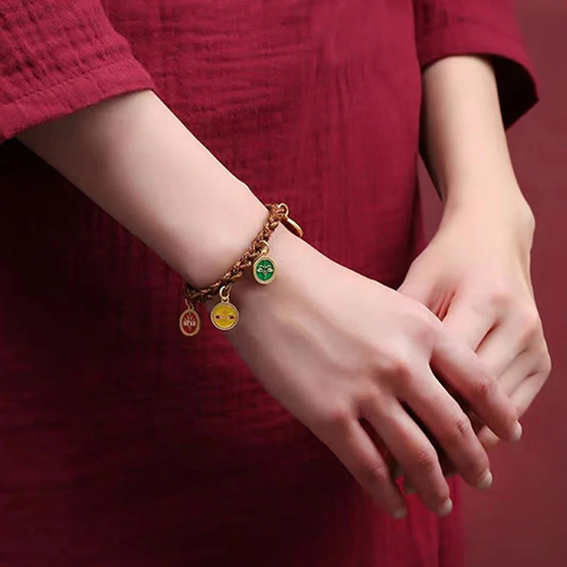 Buddha Stones Tibetan Five God Of Wealth Thangka Luck Braid String Bracelet