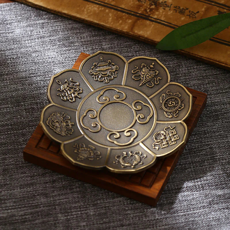 Buddha Stones Lotus Dragon Phoenix Eight Auspicious Symbols Zinc Alloy Incense Stick Holder Healing Incense Burner Decoration (Extra 35% Off | USE CODE: FS35)